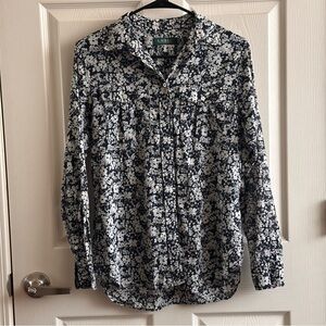 Lauren Ralph Lauren Floral Preppy Long Sleeve Button-Down Shirt Women’s Size S
